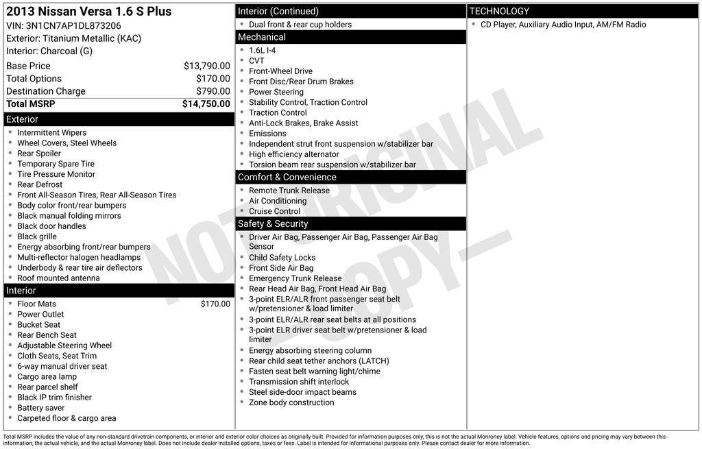 2013 Nissan Versa 1.6 S Plus