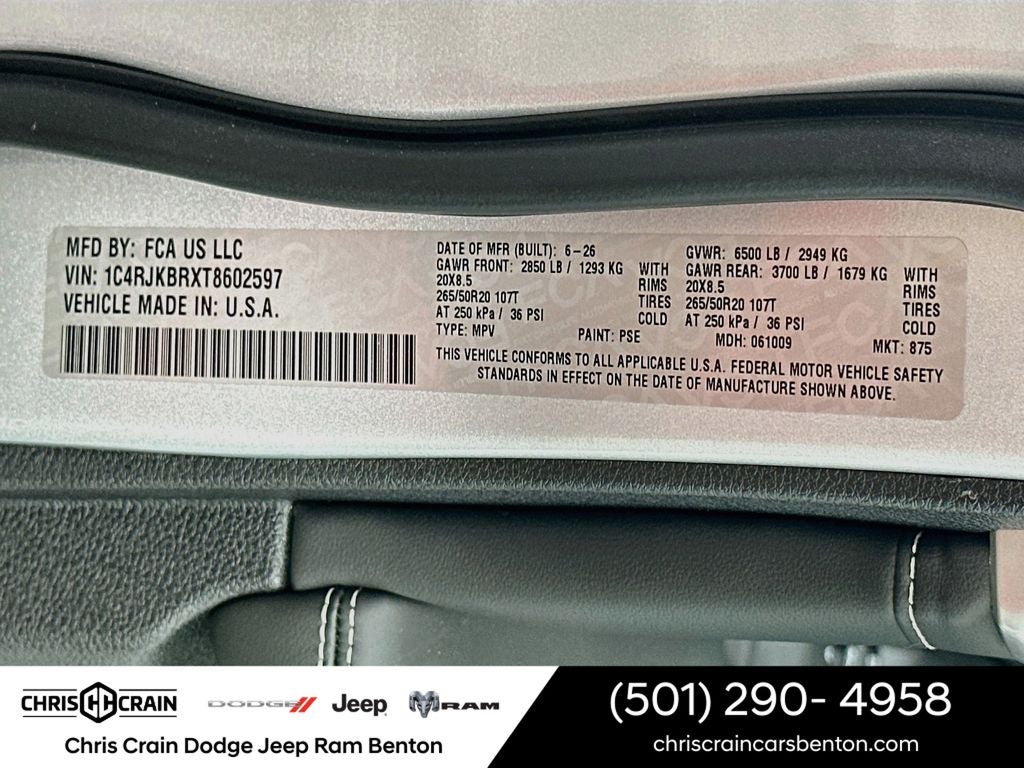 2026 Jeep Grand Cherokee GRAND CHEROKEE L LIMITED RESERVE 4X4