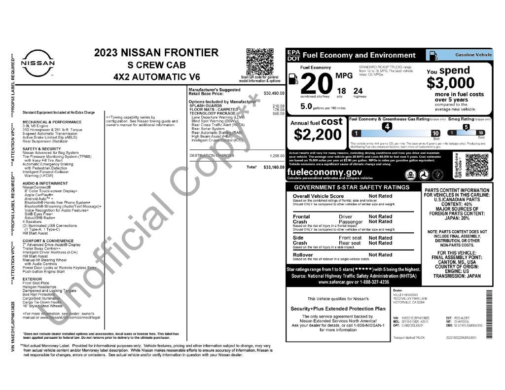 2023 Nissan Frontier Crew Cab S 4x2