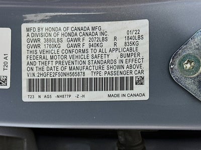 2022 Honda Civic Sedan Sport