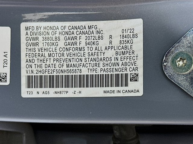 2022 Honda Civic Sedan Sport