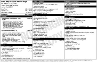2026 Jeep Wrangler WRANGLER 4-DOOR WILLYS