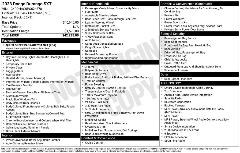 2023 Dodge Durango SXT RWD