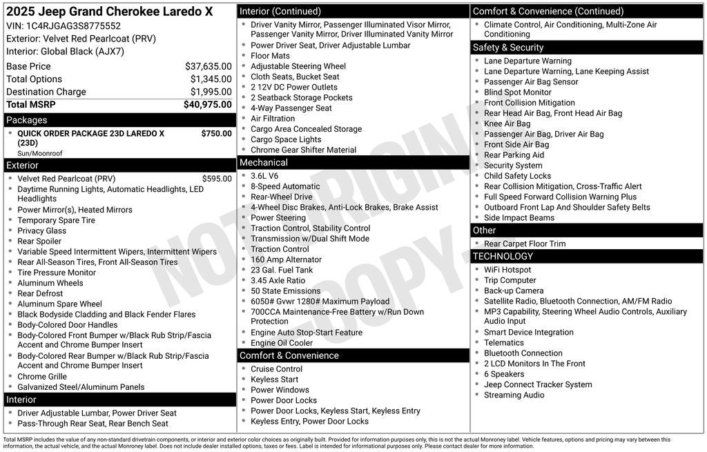 2025 Jeep Grand Cherokee GRAND CHEROKEE LAREDO X 4X2