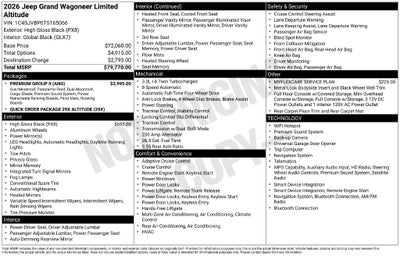 2026 Jeep Grand Wagoneer GRAND WAGONEER LIMITED ALTITUDE 4X4