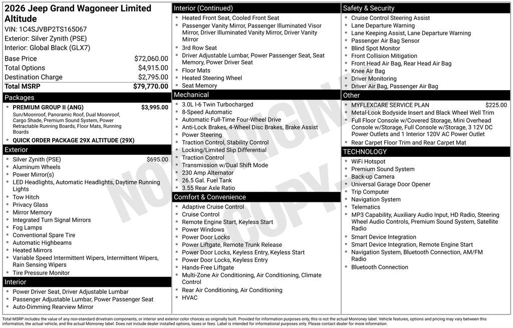 2026 Jeep Grand Wagoneer GRAND WAGONEER LIMITED ALTITUDE 4X4