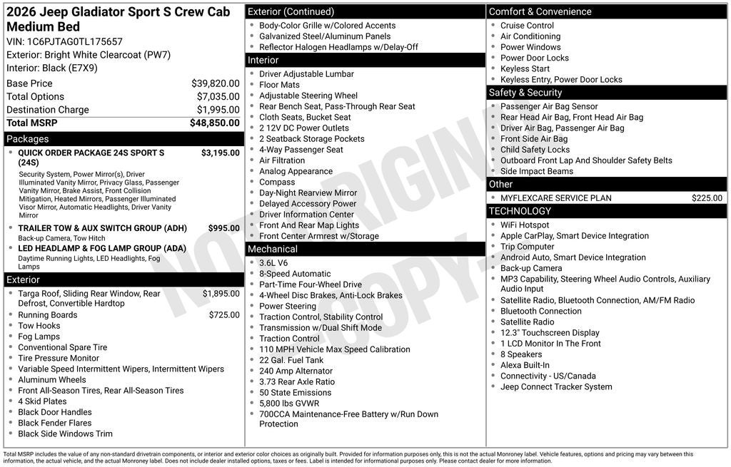 2026 Jeep Gladiator GLADIATOR SPORT S 4X4