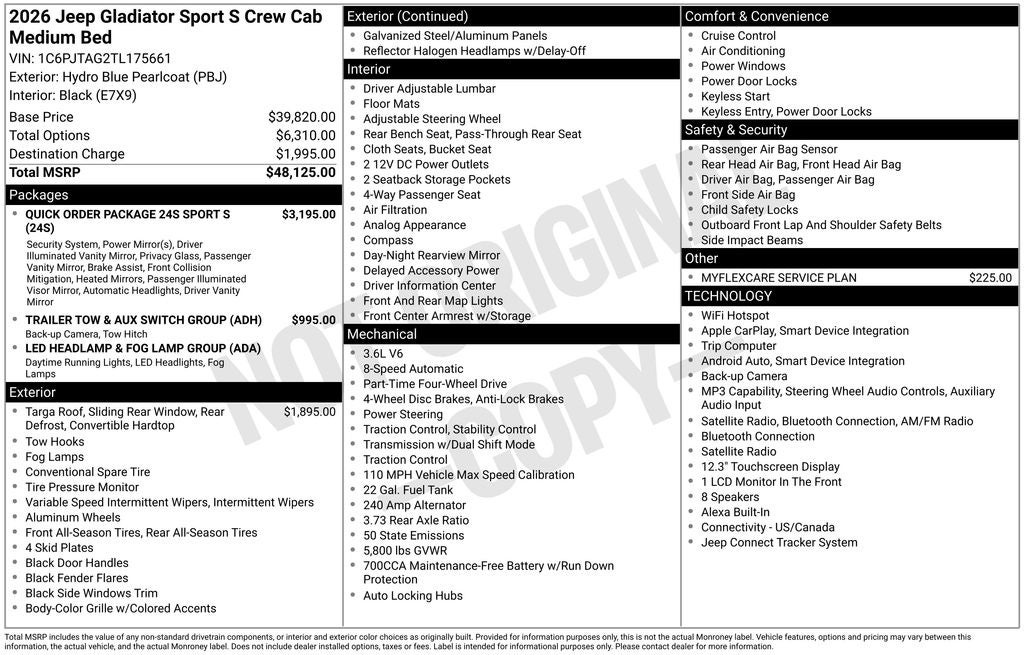 2026 Jeep Gladiator GLADIATOR SPORT S 4X4