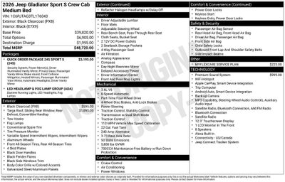 2026 Jeep Gladiator GLADIATOR SPORT S 4X4