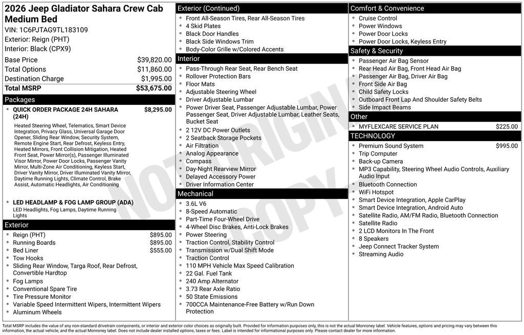 2026 Jeep Gladiator GLADIATOR SAHARA 4X4