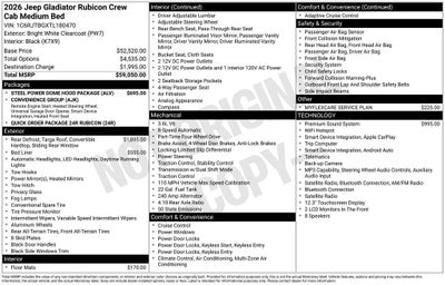 2026 Jeep Gladiator GLADIATOR RUBICON 4X4
