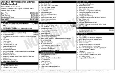 2026 RAM Ram 1500 RAM 1500 TRADESMAN QUAD CAB 4X4 6'4' BOX