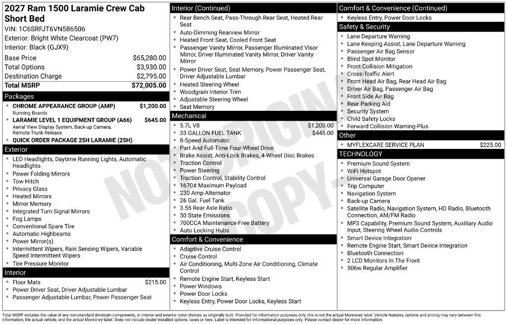 2027 RAM Ram 1500 RAM 1500 LARAMIE CREW CAB 4X4 5'7' BOX