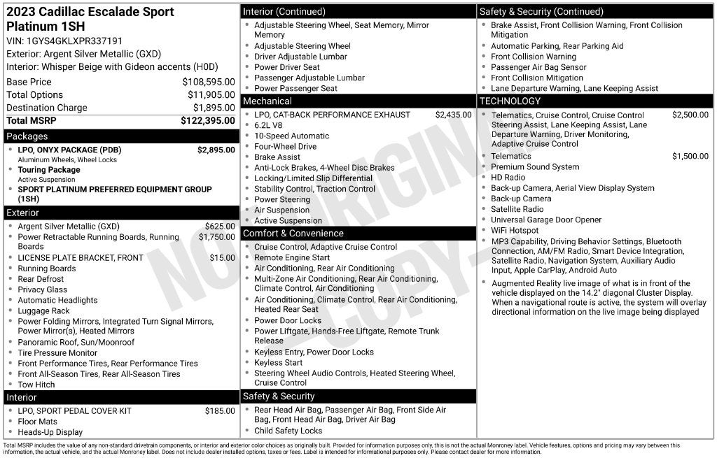 2023 Cadillac Escalade 4WD Sport Platinum