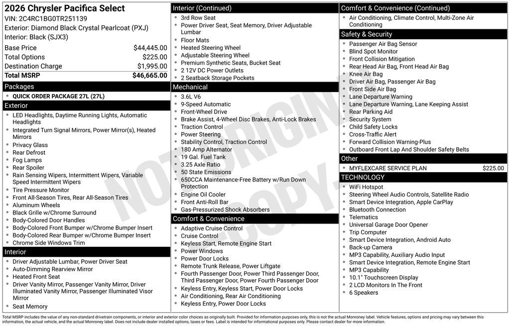 2026 Chrysler Pacifica PACIFICA SELECT