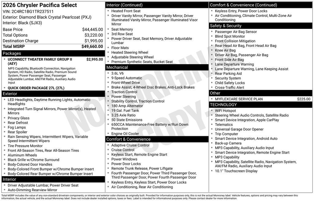 2026 Chrysler Pacifica PACIFICA SELECT