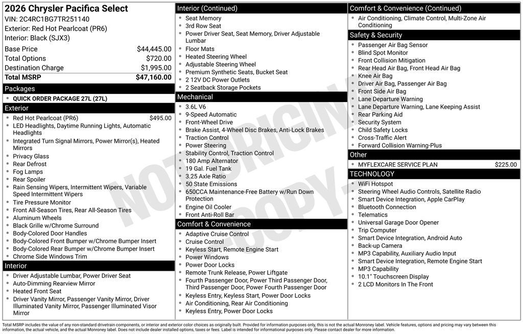 2026 Chrysler Pacifica PACIFICA SELECT