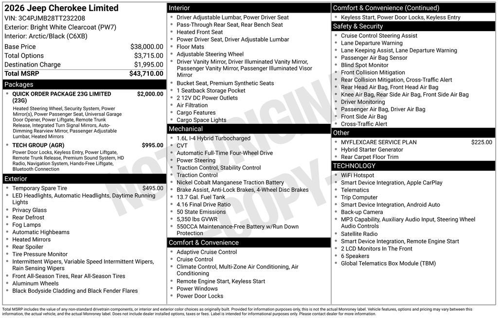 2026 Jeep Cherokee CHEROKEE LIMITED 4X4