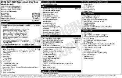 2026 RAM 2500 RAM 2500 TRADESMAN CREW CAB 4X4 6'4' BOX