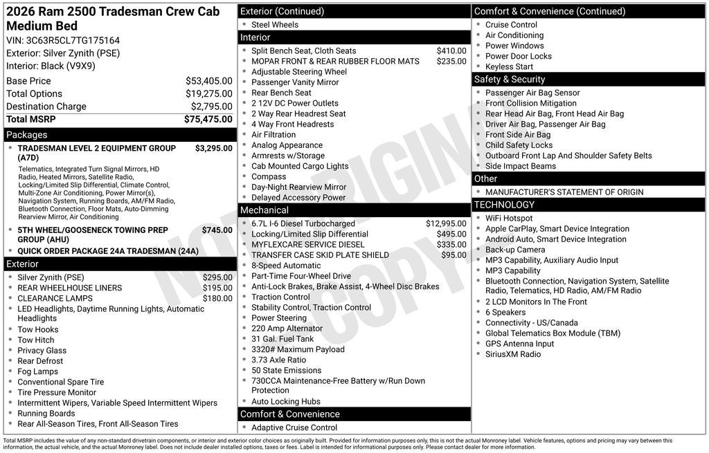 2026 RAM 2500 RAM 2500 TRADESMAN CREW CAB 4X4 6'4' BOX