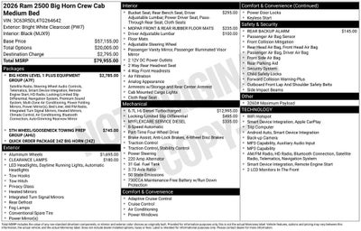 2026 RAM 2500 RAM 2500 BIG HORN CREW CAB 4X4 6'4' BOX
