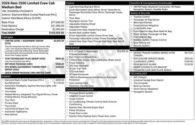 2026 RAM 2500 RAM 2500 LIMITED CREW CAB 4X4 6'4' BOX