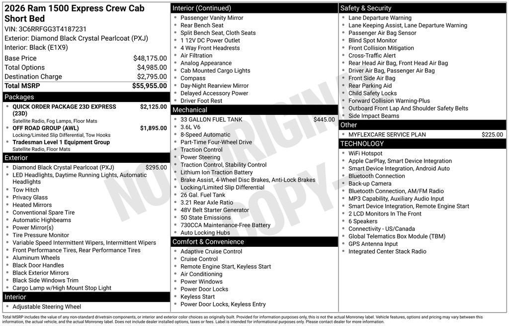2026 RAM 1500 RAM 1500 EXPRESS CREW CAB 4X4 5'7' BOX