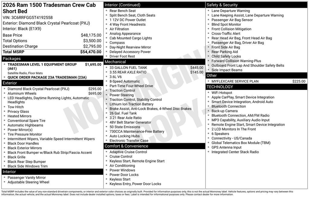 2026 RAM Ram 1500 RAM 1500 TRADESMAN CREW CAB 4X4 5'7' BOX