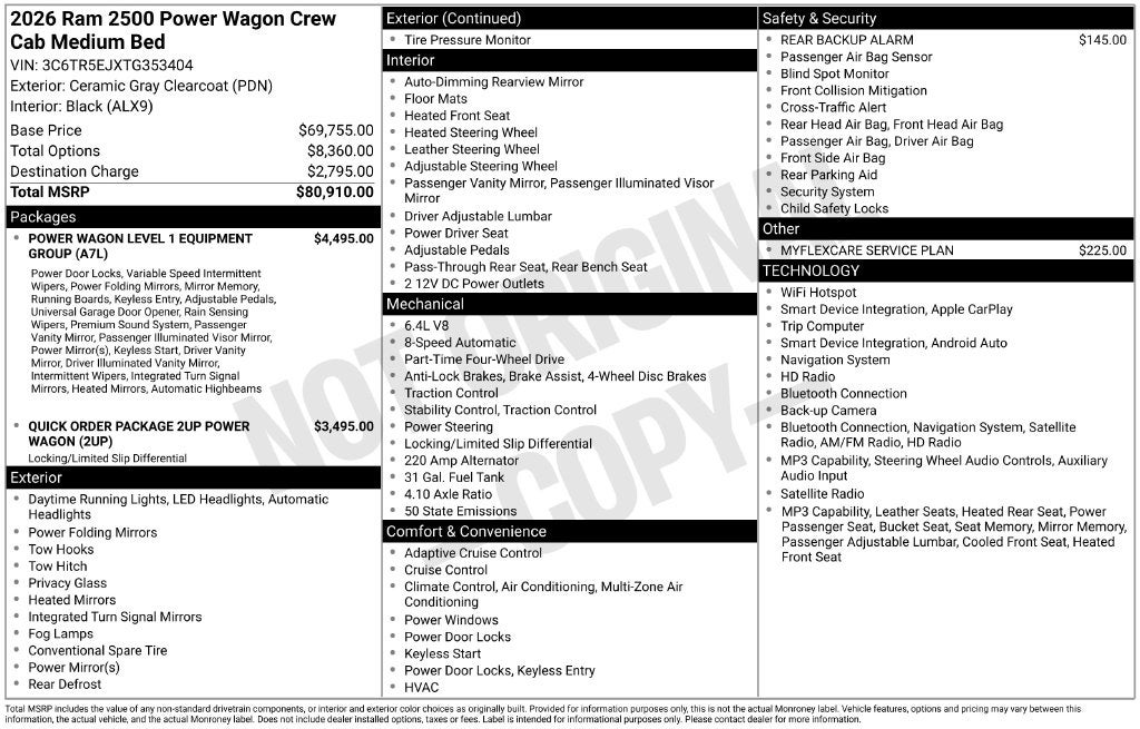 2026 RAM Ram 2500 RAM 2500 POWER WAGON CREW CAB 4X4 6'4' BOX