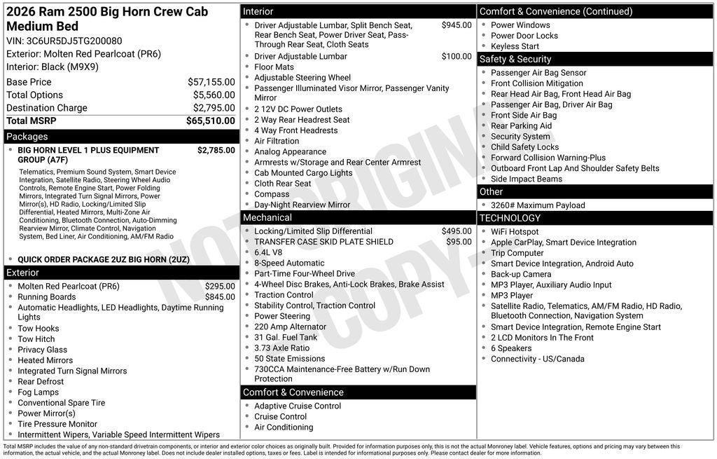 2026 RAM 2500 Big Horn Crew Cab 4x4 6'4' Box